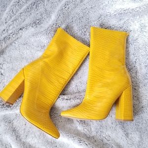 Mustard Pointed Toe Boots
